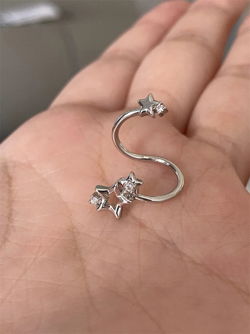 1PCS Star Surround Planet Spiral 316L Stainless Steel Ear Bone Nail for Women New Fashion Silver Color Earrings Accessories.