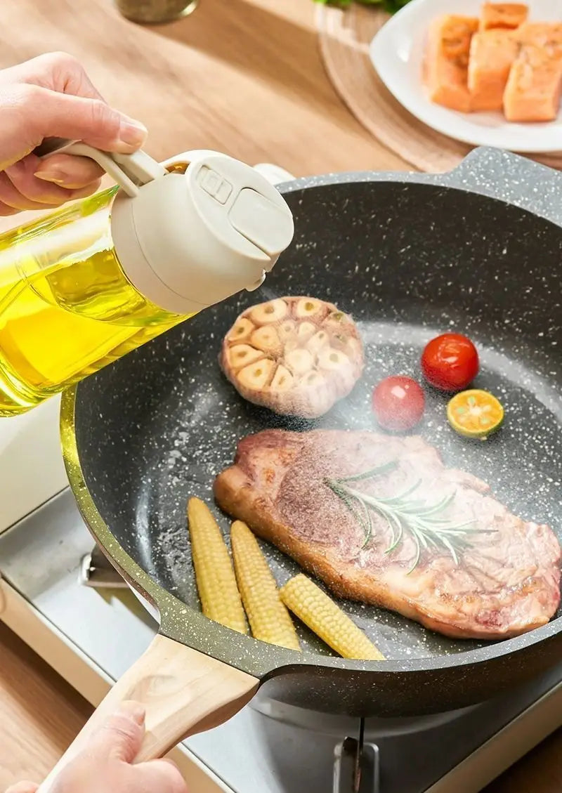 2in1 Kitchen Spray Oil Dispenser Oil Sprayer Polisher or Oil Brush for Air Fryer Salad Grilling Roasting Cooking Kitchen Acceeso.
