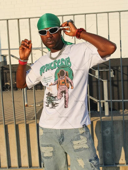 Y2K Harajuku American Cartoon T-shirt High Street Retro Loose Fashion Clothing Women Casual Hip-hop Oversized Short-sleeved Men.