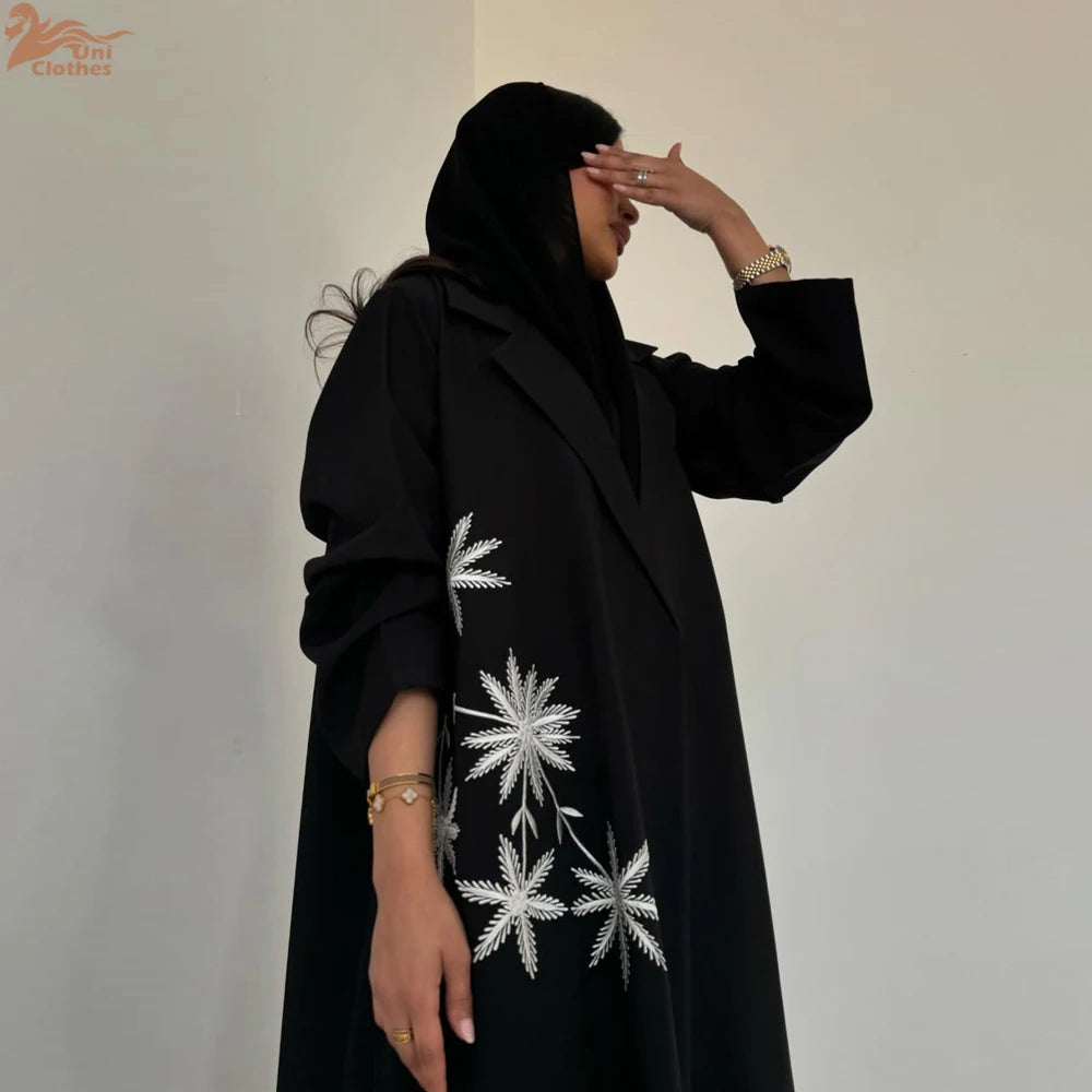 Ramadan Eid Black Open Muslim Dress Kimono Abaya Damen Dubai Luxury Islam Women Clothing Kebaya Kaftan Robe Femme Musulman Gown.