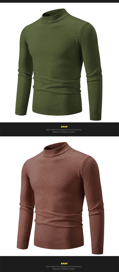 New Autumn Winter Designer Fashion Half Turtleneck Knitted Sweater High Quality Mens Casual Solid Color Warm Women Sweaters.