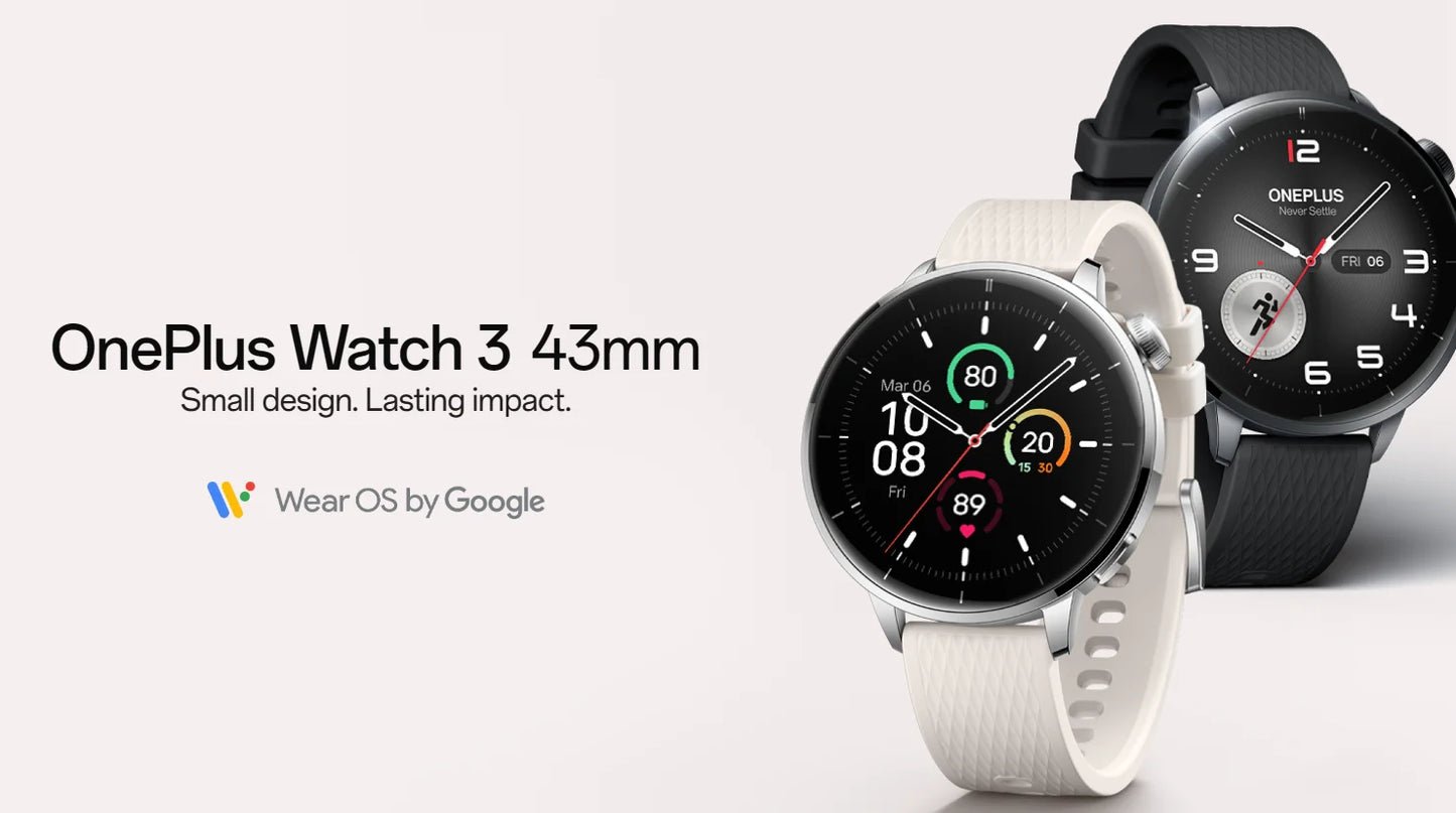 Global Version OnePlus Watch 3 43mm Smartwatch 1.32inches AMOLED Display Up to 60H Battery Life Wear OS by Google GPS NFC.