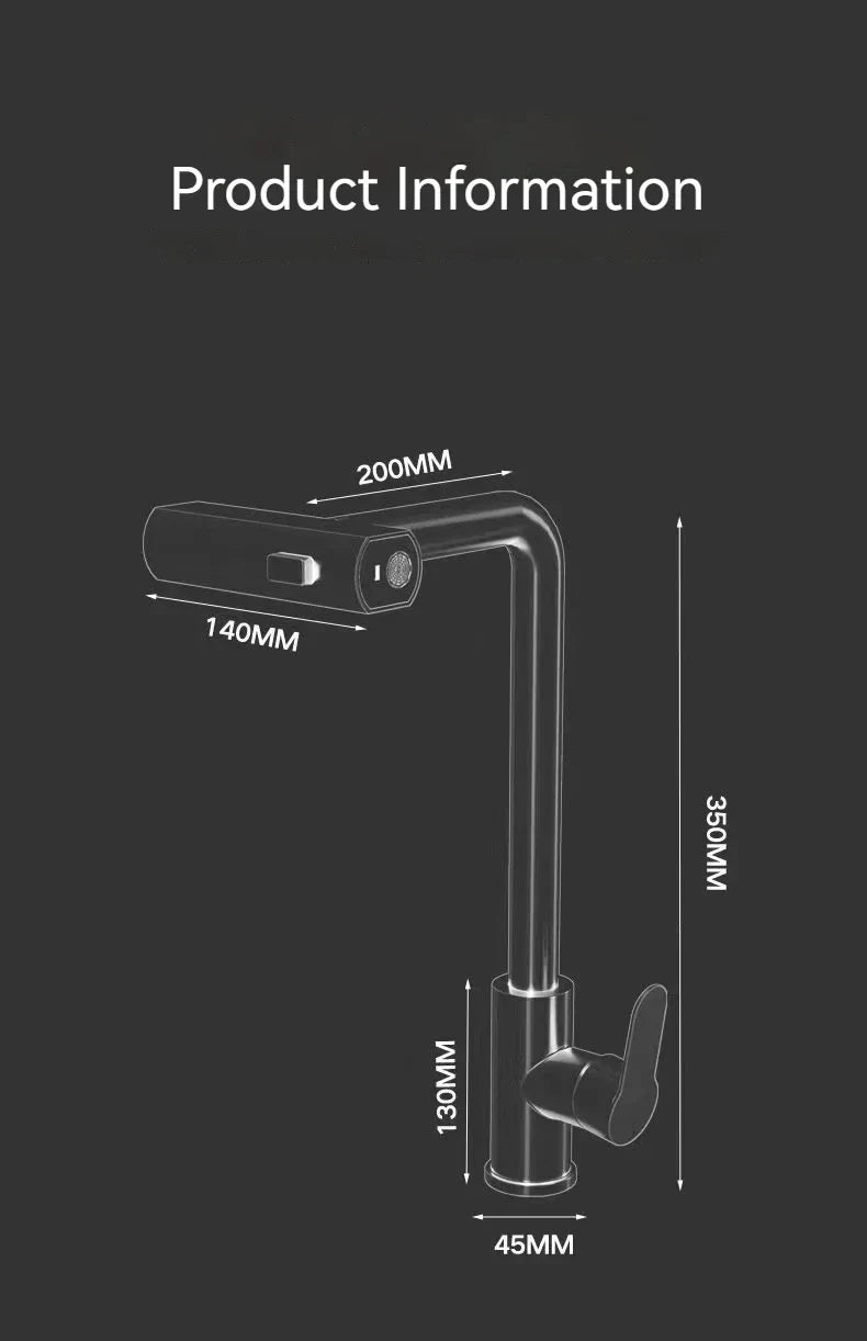 Black/Gray/Silver Pull-Out Kitchen Faucet Three Water Stream Sprayer Stainless Steel Hot and Cold Water Mixing Faucet Countertop