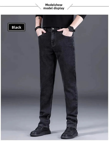Fashionable Casual Men's Jeans Slim Straight Long Pants Versatile Spring Autumn Winter New Style High Waist Trousers.
