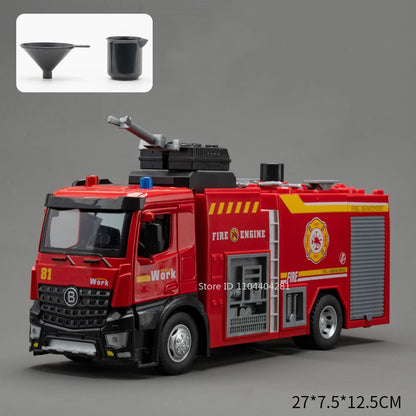 1:18 Electric Sanitation Garbage Truck Toy Cars Model Alloy Water Tanker Diecast Light Sound Vehicle Children's Educational Toys.