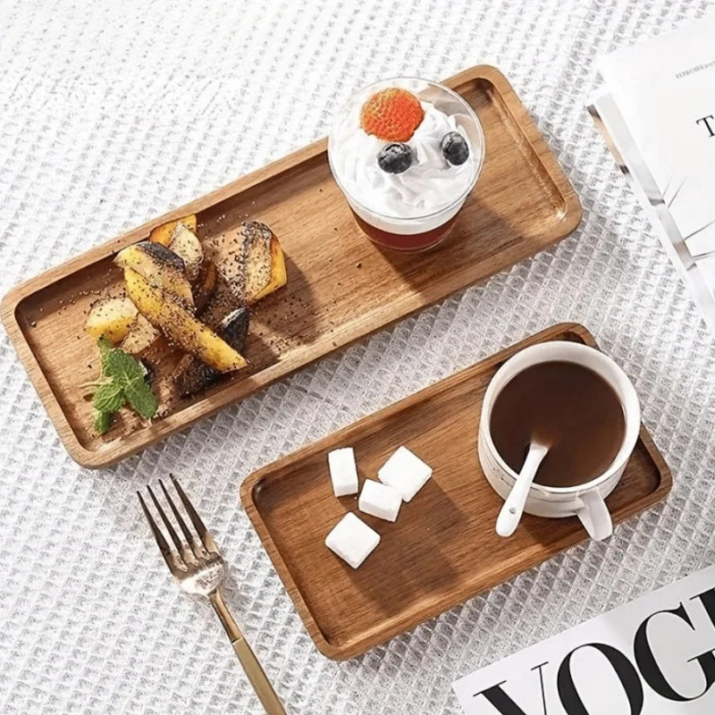 Wooden Tray Cloud Shaped Tea Mat Dessert Plate Cafe Cake Plate Snack Dish Tableware Solid Wood Food Tray Rectangle Tableware Mat.