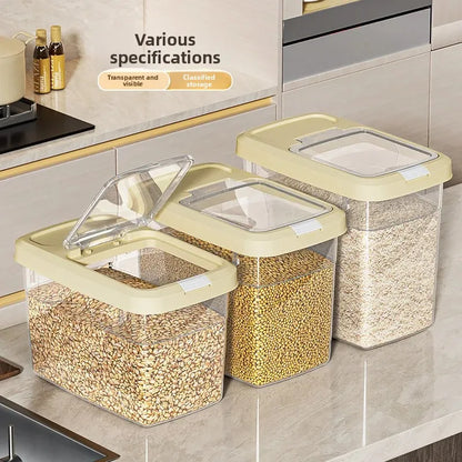 Food Grade Press to Open Seal Moisture Proof Insect Resistant Large Capacity Grain Storage Box Home Use Rice Tub for Grains.
