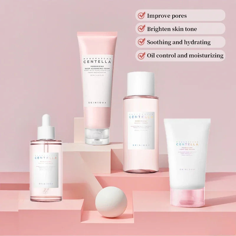 Korean Centella Original Products Pink Salt Fresh Ampoule Toner Facial Serum Cleanser and Moisturiser Cream Skincare Full Set