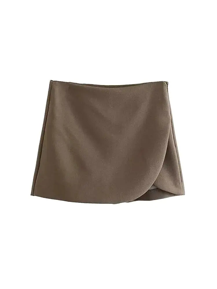 Women Fashion Pareo Style Shorts Skirts Vintage High Waist Side Zipper Female Skort Mujer.