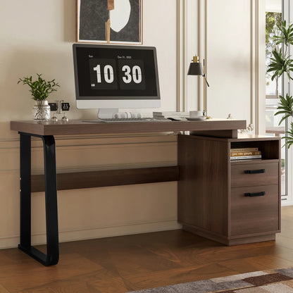 Moderner Schreibtisch im minimalistischen Stil, MDF-Desktop mit hochwertigem Stahlrohr, super langlebig, Aufbewahrungsdesign, geräuschlose Schublade