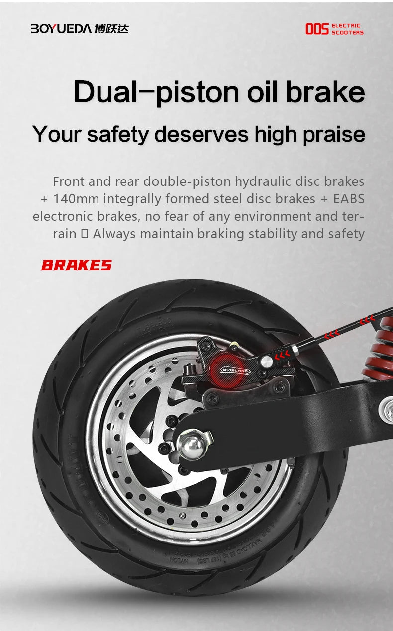 BOYUEDA Q7 PRO Adult EScooter 1600W*2 Dual Motor Foldable City E-Scooter 52V19AH 10” Tire Off-Road Electric Scooter.