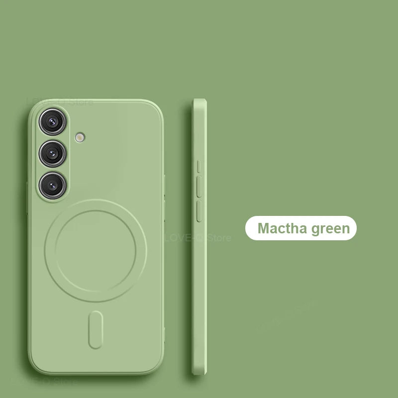 For Magsafe Magnetic Wireless Charge Case For Samsung Galaxy S25 S24 S23 Ultra Plus FE S25Ultra Soft Cases Liquid Silicone Cover.