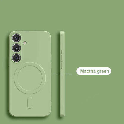 For Magsafe Magnetic Wireless Charge Case For Samsung Galaxy S25 S24 S23 Ultra Plus FE S25Ultra Soft Cases Liquid Silicone Cover.