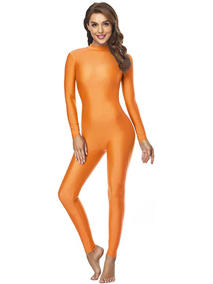 Unisex  Turtleneck Unitard Full Body Leotard  Long Sleeve Yoga Bodysuit Women Catsuit Daily Fitness Wear Cosplay Suits
