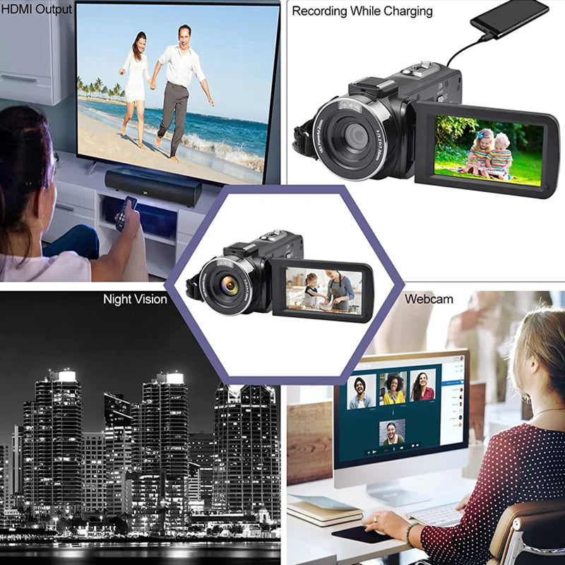 8K HD Video Camera 3 Inch LCD Touch Screen 18x Digital Zoom Camera Recorder Ultra HD WIFI Portable Recording Camcorder.