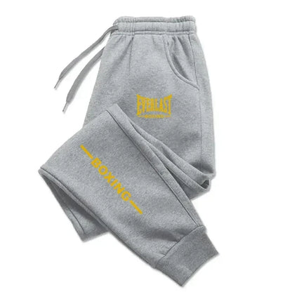 2025 Autumn Winter EVERLAST Printed Running Pants Men Women Outdoor Sports Fitness Pants Jogging Fleece Casual Sports Pants.