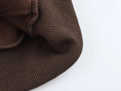 Brown Set Woman Two Pieces Casual Elegant Autumn Woman Sets Vintage Holiday Outfits Long Sleeve Sets Y2k Outfit Set.