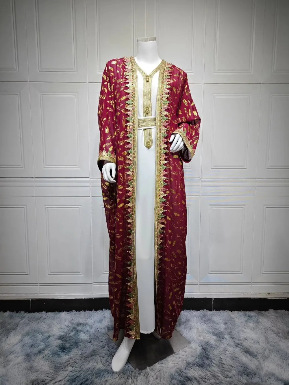 Muslim Abaya 3 Piece Set Women Party Dresses Cardigan Robe Sashes Suit Bronzing Jalabiya Ramadan Morocco Dubai Kaftan Vestidos