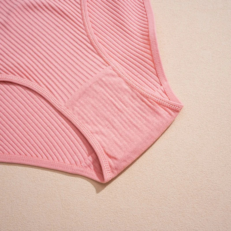 5PCS Women's Cotton Panties Sexy Low Waist Briefs Striped Underpants Female Comfortable Stretch Lingerie Ladies Soft Underwear.