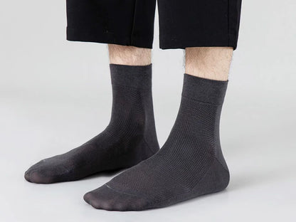 10 Pair Men's Summer Mesh Bamboo Fiber Socks Fashionable Breathable Business Socks Suitable For Sweaty Feet Casual Socks.