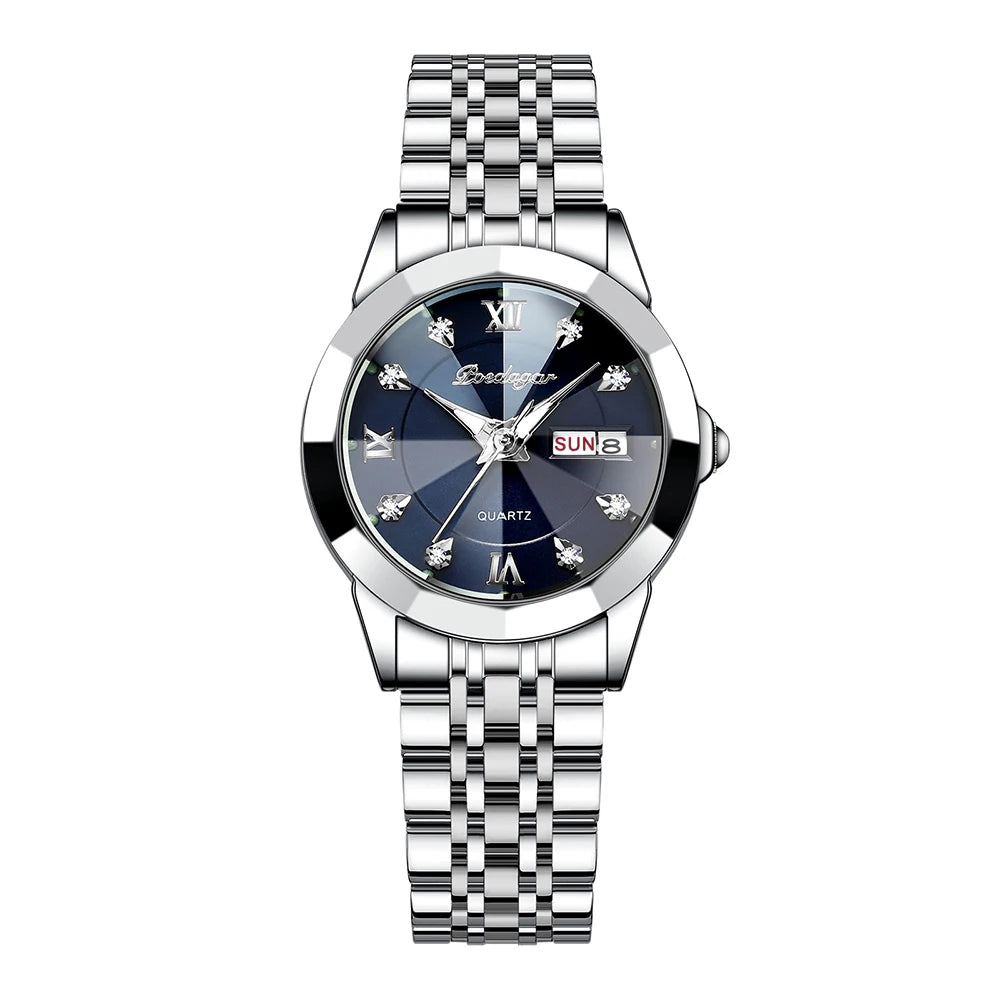 POEDAGAR Top Luxury Woman's Quartz Watch Waterproof Luminous Date Week Ladies Casual Watch Stainless Steel Elegant Women Watches