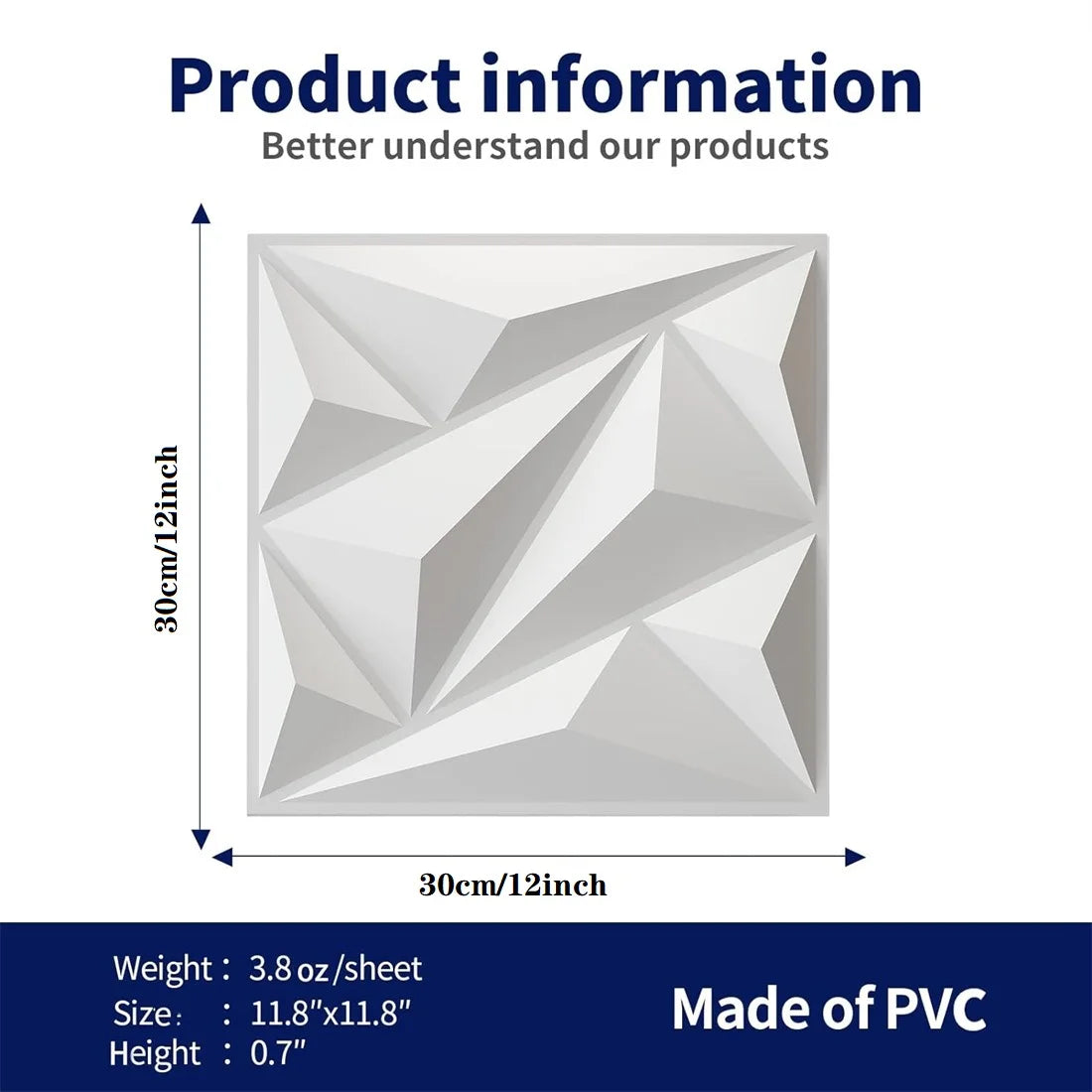 10pcs Diamond Design Decorated 3D Wallpanel, 30cmx30cm Matte White/Black/Golden, Diy Home Decoration Wallboard Wall stickers