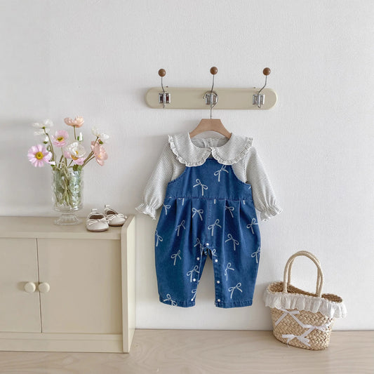 Baby Kleidung Herbst Neue Set, Kinder Koreanische Denim Overalls Zwei-stück Set, Ein Jahr Altes Baby Herbst Outfit.
