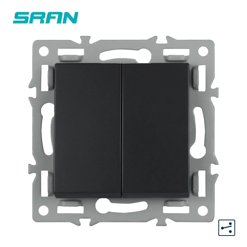 SRAN F6 Serie mehrere Rahmen schwarze Panel aus gehärtetem Glas, EU FR UN-Steckdosen und Schalter Dimmer-Lüfter-Fußlampe Rj45 RJ11Module DIY