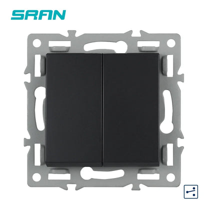 SRAN F6 Serie mehrere Rahmen schwarze Panel aus gehärtetem Glas, EU FR UN-Steckdosen und Schalter Dimmer-Lüfter-Fußlampe Rj45 RJ11Module DIY