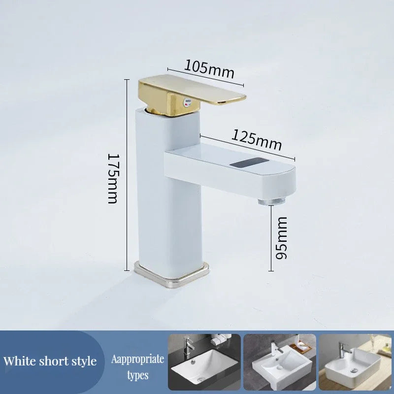 Digital Basin Faucets Smart Bathroom Faucet Shower Room Taps Water Temperature LED Black White Sink Tap Rotating Stainless Steel