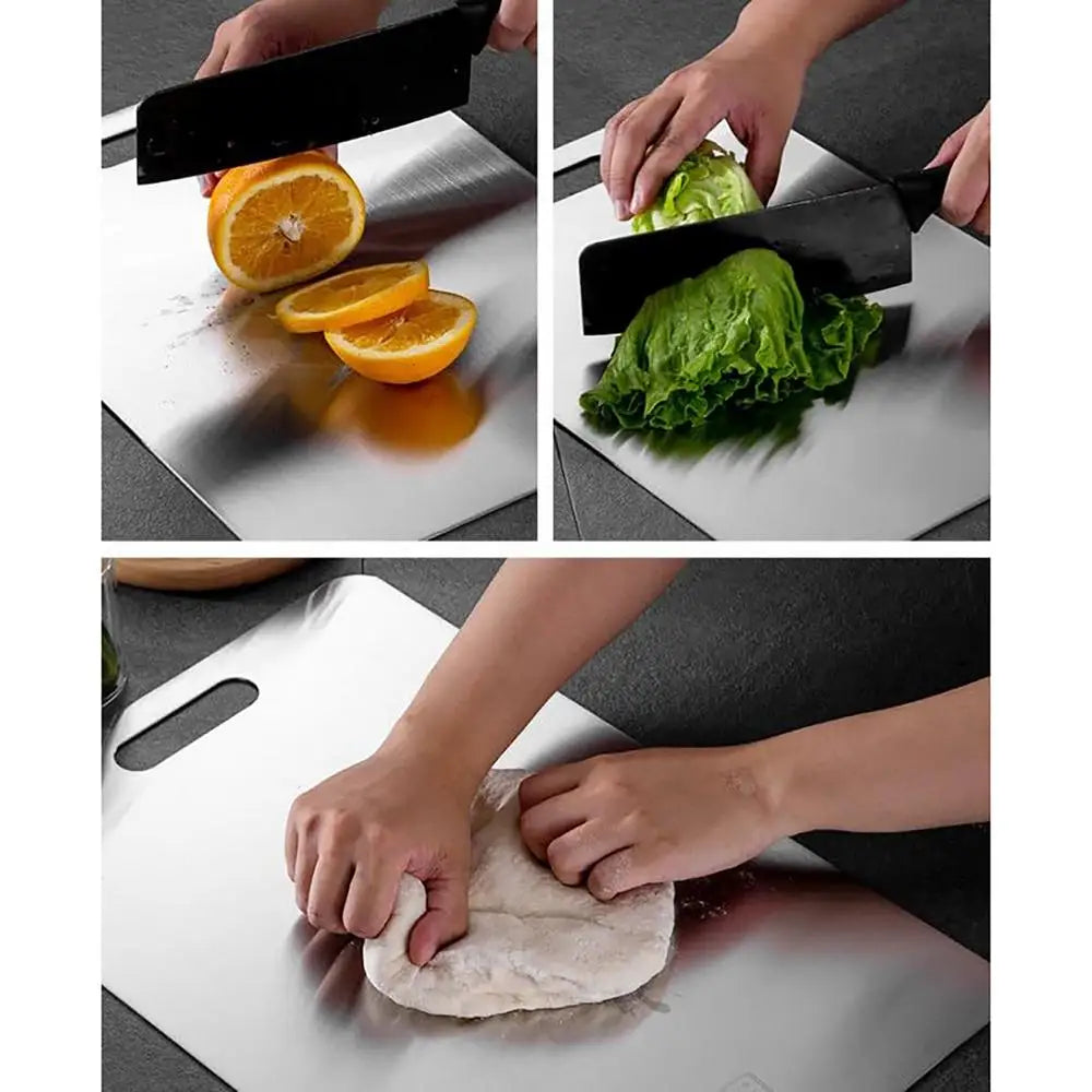 Titanium Cutting Boards for Kitchen Stainless Board 304 Steel Thickened Double Sided Food Grade Portable Fruit Meat Chopping.