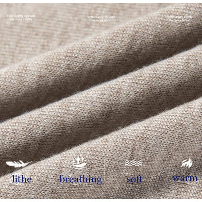 Luxury Men Cashmere Sweater 100% Merino Wool Buttoned Pullover Autumn Winter Polo Collar Knitwear Male Casual Warm Jumper Tops.