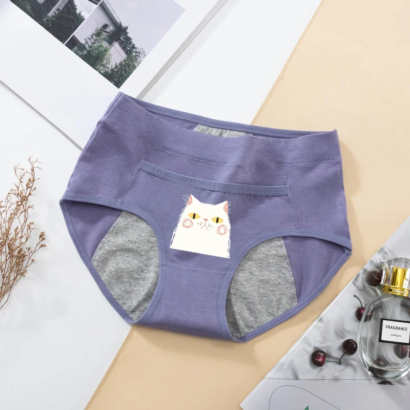 Women's Panties UnderwearLeakproofBreathable Briefs MenstrualPants PlusSizeWaterproof Mid Waist Organic Cotton Protective Briefs