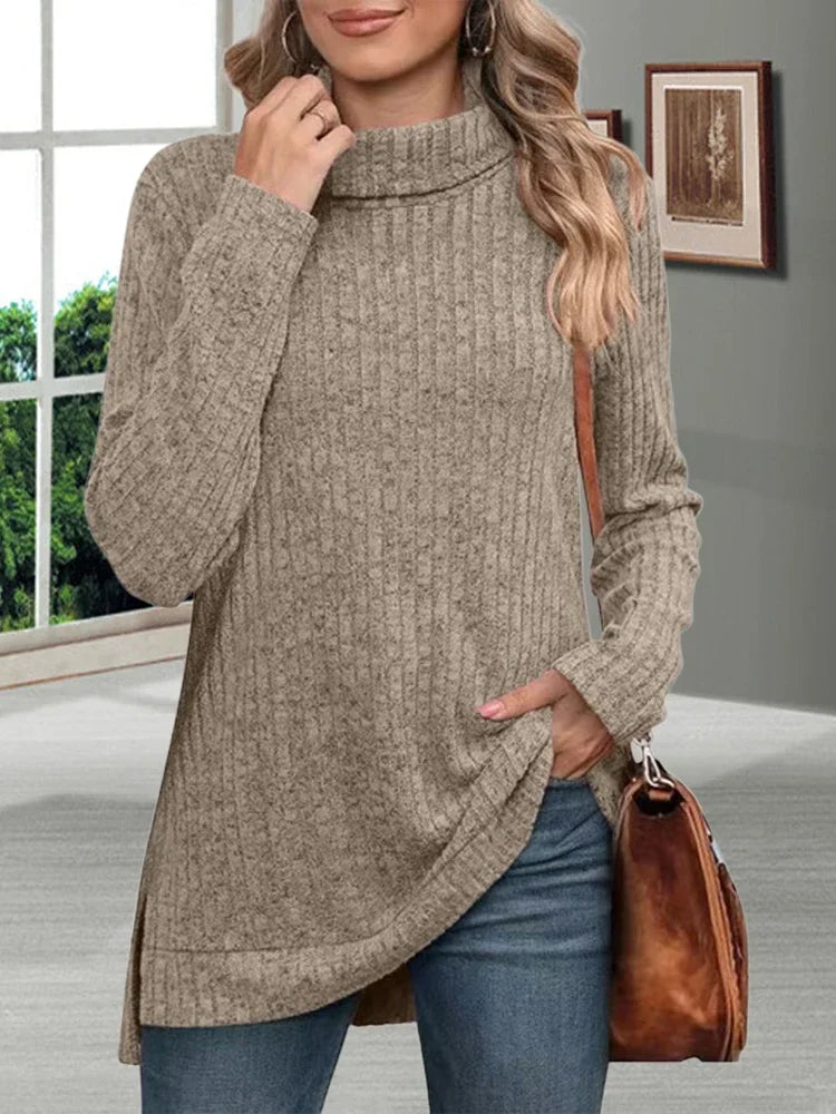 Herbst Warme Dicke Kälte Beständig Frauen Pullover Lose Gestrickte Rollkragen Damen Pullover Gestreiften Weiche Lange Ärmeln Neue Jumper