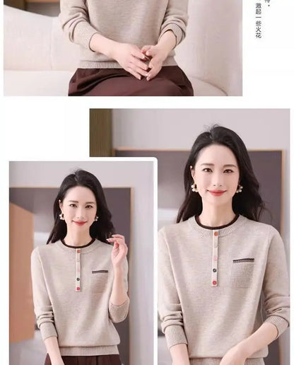 Frauen Kleidung Lose Mode Pullover Herbst/Winter Warme Elegante Gestrickte Langarm Pullover Dame Casual Oansatz Alle-spiel top
