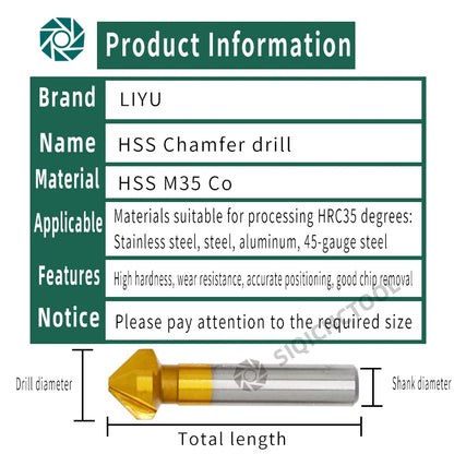 HSS Fasen Anfasen Cutter Schaftfräser Werkzeug Senker Bohrer Set Zu Holz Stell Fasen Cutter Power Tool 3 Flöte 90 grad
