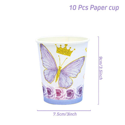 Schmetterling Geburtstag Party Dekoration Mädchen Einweg Geschirr Set Pappteller Tasse Ballon Tischdecke Schmetterling Thema Liefert