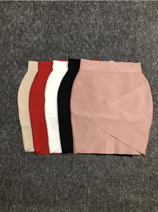 42CM Length Bandage Skirts Women Sexy High Waist Bodycon Mini Asymmetric Skirt Elastic High Street Evening Club Party Bottoms.