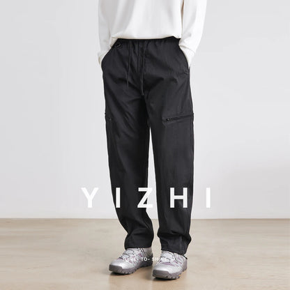 Men's American Overalls Spring and Autumn 2025 New Slim Scimitar Pants All-match Drawstring Casual Pants Wide-leg Pants.
