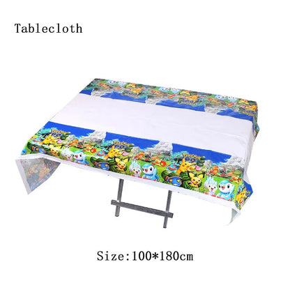 Pokemon Thema Geburtstag Party Dekoration Lieferungen Cartoon Pokemon Gehen Geschirr Tassen Teller Pikachu Ballon Für Baby Dusche Gefälligkeiten