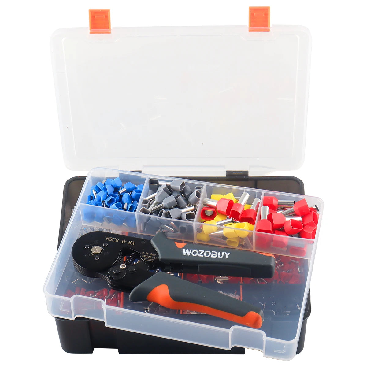 Sechseckiges, selbstverstellbares Ratschen-Aderendhülsen-Crimpwerkzeug-Set, 23–7 AWG, 0,25–10 mm2, Crimp-Set mit Aderendhülsen, Drahtklemmen