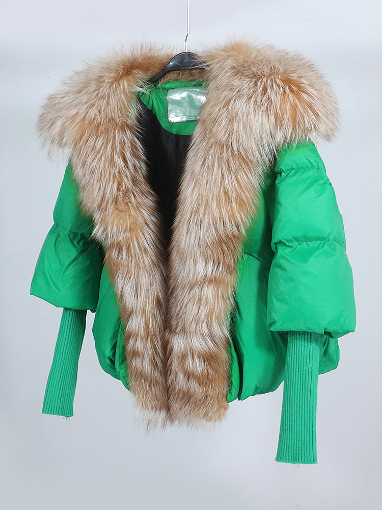 Lose Natürliche Echt Fox Pelz Kragen Mantel Dicke Neue Europäische Mode Weiße Ente Unten Jacke Winter Frauen Warme Luxus Oberbekleidung