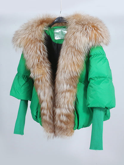 Lose Natürliche Echt Fox Pelz Kragen Mantel Dicke Neue Europäische Mode Weiße Ente Unten Jacke Winter Frauen Warme Luxus Oberbekleidung