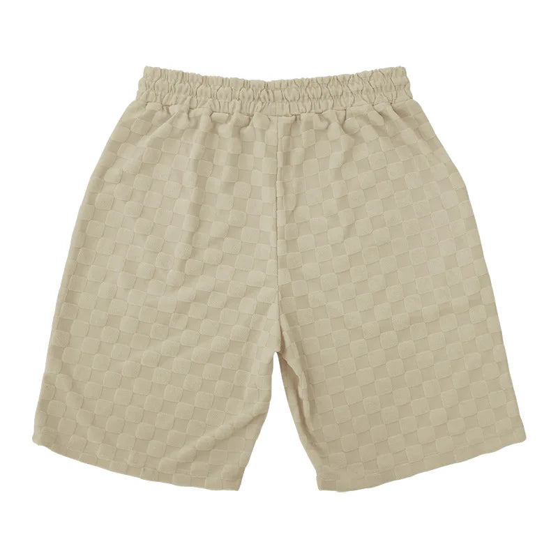 European and American Oversized Fashion Brand Men's Summer New Chessboard Plaid Loose Sports and Leisure Two-Piece Set