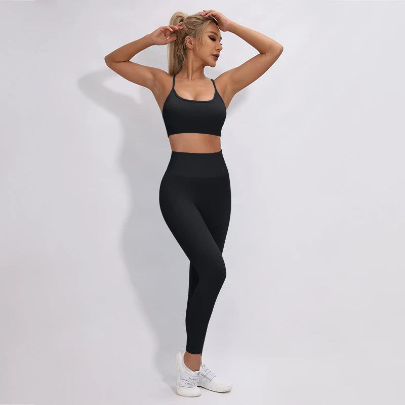 2/3/4Pcs Women's Tracksuit Seamless Yoga Set Leggings Sports Suit for Fitness Long Sleeve Top Gym Clothing Workout Sportswear