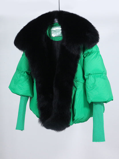 Lose Natürliche Echt Fox Pelz Kragen Mantel Dicke Neue Europäische Mode Weiße Ente Unten Jacke Winter Frauen Warme Luxus Oberbekleidung