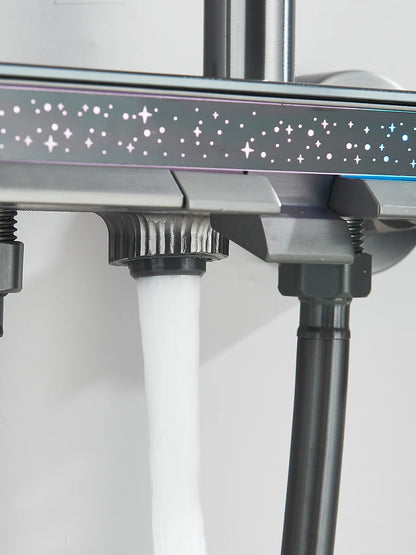 Intelligent Digital Display Luxury Shower Set Bathroom Wall Mounted Piano Key 4 Ways Water Outlet Rainlfall Shower Faucet System