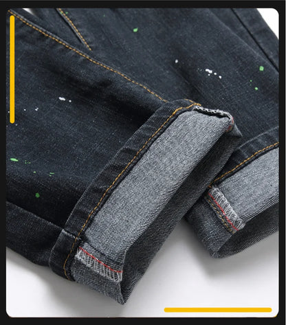 Mode Neue Slim Stretch Zerrissene Jeans männer Streetwear Farbe Flecken Denim Hosen Hip Hop Punk Persönlichkeit Loch Männliche Hosen.