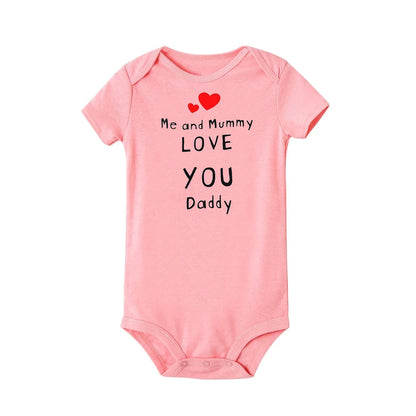 Ich und Mama Love You Daddy Baby Jungen Mädchen Overall Neugeborenes Baby Kleinkind Kleidung Kurzarm Body Valentinstag Geschenke