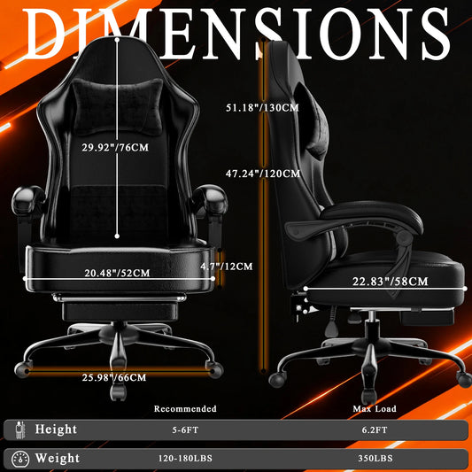 Ergonomischer Gaming-Stuhl, Taschenfederkissen und ausziehbare Fußstütze, hochwertiger, atmungsaktiver Computerstuhl aus PU-Leder für Erwachsene